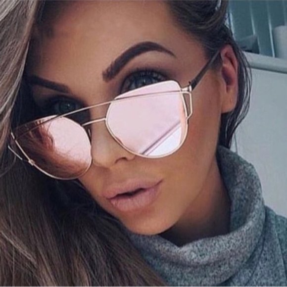 Accessories - Rose Gold Mirrored Sunglasses.